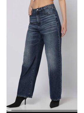 Armani Exchange Girlfriend Jeans Women Size 27 Dark Wash High Rise Relaxed Denim